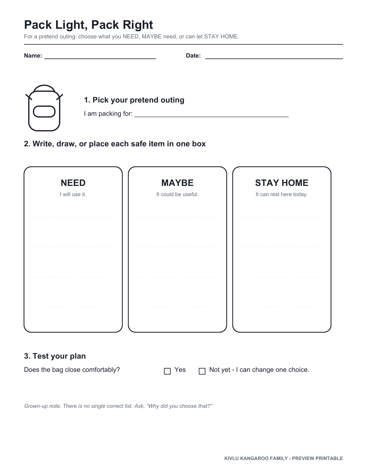 Preview of the Sorting sheet (PDF)