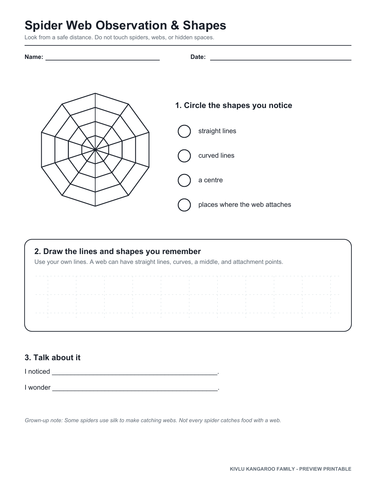 Preview of the Observation and shape sheet (PDF)